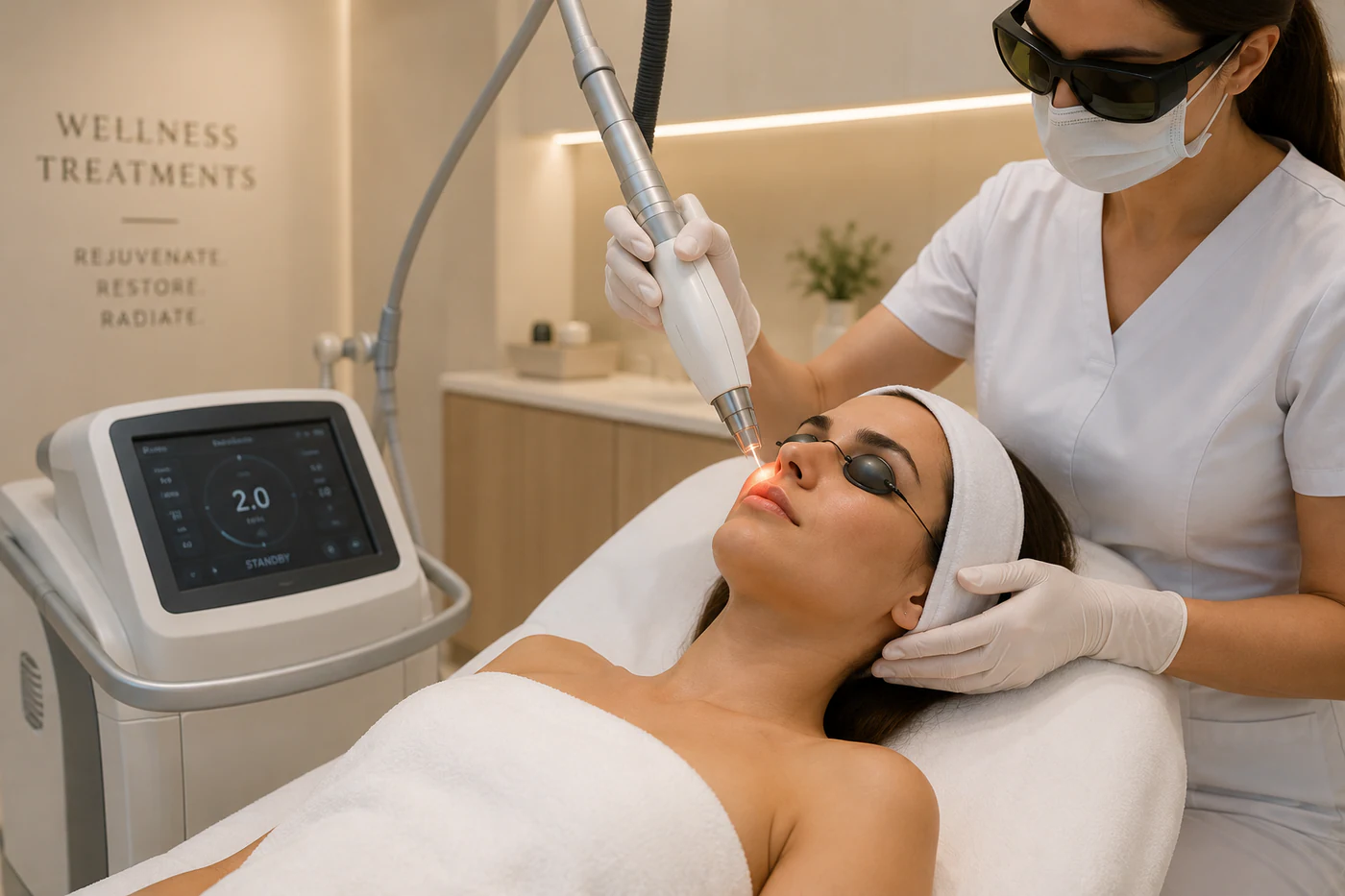 Advanced wellness laser treatment at Omorrfiya